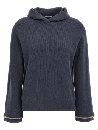 Brunello Cucinelli Hooded Sweater Sweaters And Cardigans Blue