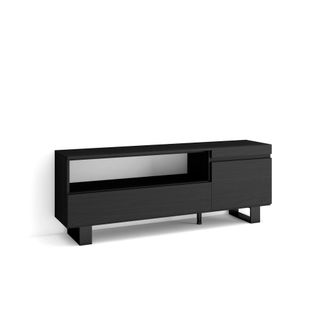 Skraut Home Mueble tv efecto madera negro 150x35x57cm con patas