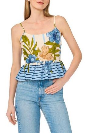 Halogen Peplum Border Tank in Eggnog at Nordstrom Rack, Size X-Small