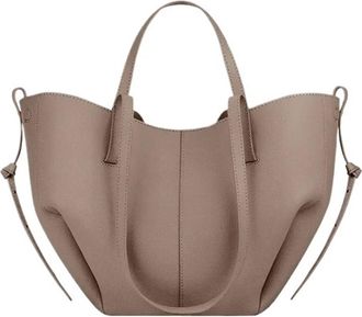 Generic Large Capacity Womens Handbag, Leather Pleated Wing Bag, One Shoulder Underarm(Grey,L)