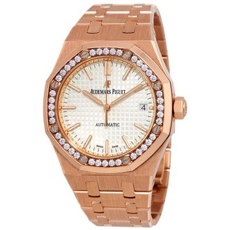 Audemars Piguet Pre-owned Audemars Piguet Royal Oak Diamond Silvered (Grande Tapestry) Dial Ladies Watch 15451OR.ZZ.1256OR.01