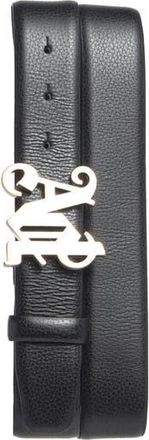 Palm Angels Monogram Buckle Leather Belt in Black Black at Nordstrom Rack, Size 110