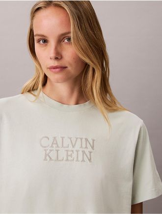 Calvin Klein Jeans Calvin Klein Womens Boxy Graphic Logo Tee - Green - XL