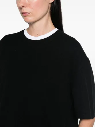 Soft Goat Fine Knit T-Shirt - Black