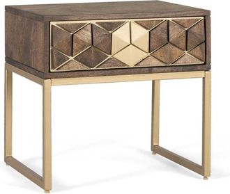 Giner&Colomer Mesita de noche de mango nogal y oro