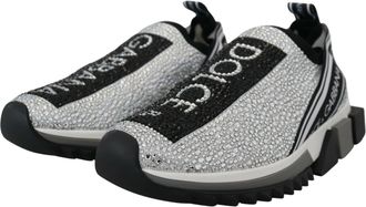Dolce & Gabbana Womens Silver Rhinestones Sorrento Sneakers Shoes