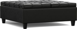 Simpli Home Harrison 40In Transitional Square Large Coffee Table Storage Ottoman