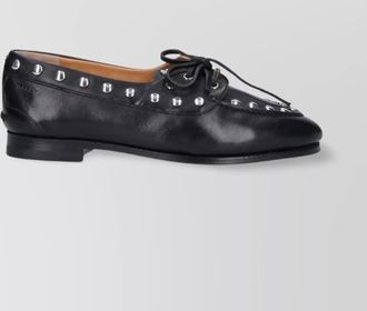 Bally round toe studded leather loafers