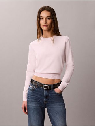 Calvin Klein Jeans Calvin Klein Womens Smooth Cotton Crewneck Sweater - Pink - XL