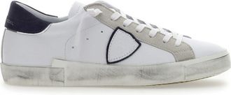 Philippe Model Blanc/Bleu Prsx Low Vintage Leather Low-Top Sneakers