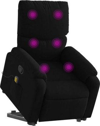 vidaXL Sill&oacute;n Reclinable De Masaje Elevable Tela Negro Vidaxl