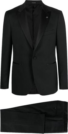 Tagliatore Black Peaked Lapel Suit