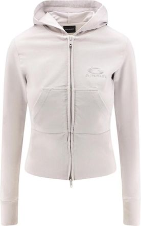Balenciaga Logo Geborduurde Rits Hoodies - Dames - Vesten met rits - Wit - M - Katoen - Hoodies & sweatvesten