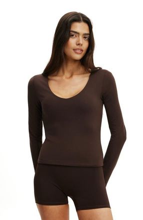 Cotton On Womens Active Ultra Soft Scoop Neck Long Sleeve in French Roast at Nordstrom, Size Xx-Small