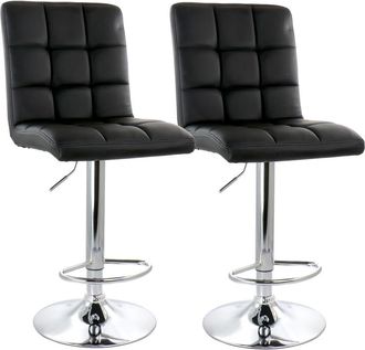 Elama 2 Piece Square Tufted Faux Leather Adjustable Bar Stool in Black at Nordstrom