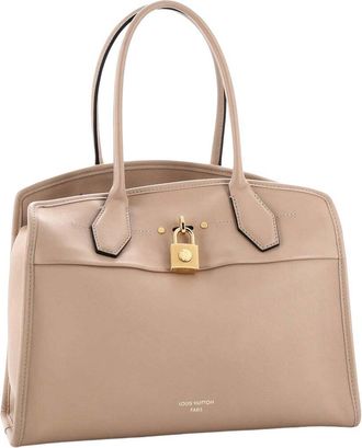 Louis Vuitton Beige Sheep Leather City Steamer Mm (Authentic Pre-Loved)