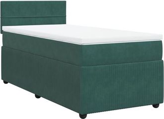 vidaXL Cama Box Spring Con Colch&oacute;n Terciopelo Verde Oscuro 80x200 Cm Vidaxl