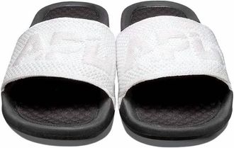 Athletic Propulsion Labs Womens Big Logo Techloom Slide Sandal In Metallic Pearl/white