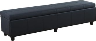 Hhg Non utilizzato] Panca contenitore elegante Kriens xxl ecopelle opaca 180x45x45cm nero