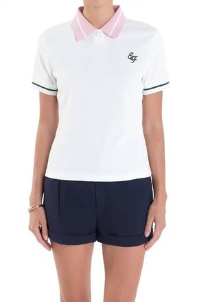 English Factory Country Club Polo Top In White/pink/green
