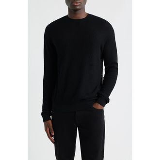 Emporio Armani Textured Virgin Wool Crewneck Sweater in Black at Nordstrom Rack, Size Xxx-Large