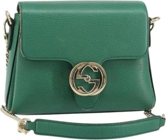 Gucci Pre-owned Interlocking Chain Crossbody Bag - Dames - Vintage Schoudertas - Groen - ONE Size - Leer - Vintage