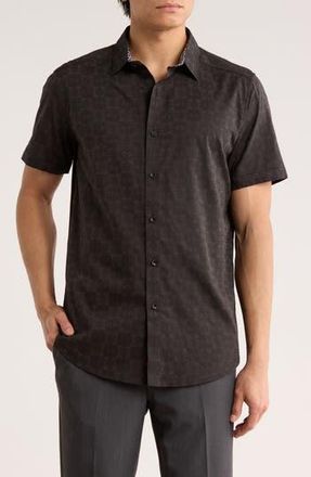 Robert Graham Short Sleeve Cotton Button-Up Shirt in Black at Nordstrom Rack, Size Xxx-Large