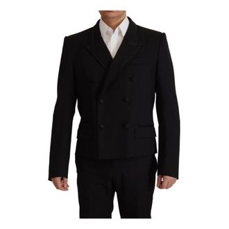 Dolce & Gabbana Blazers, male, Black, M, Stunning Double Breasted Wool Blazer