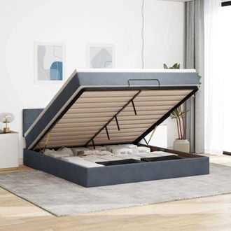vidaXL Vidaxl - Estructura De Cama Otomana Con Colch&oacute;n Gris Oscuro 180x200cm