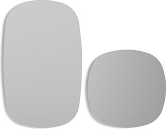 HERDASA Conjunto De 2 Espejos En L&iacute;neas Redondeadas, De La Colecci&oacute;n Eclipse, Fabricado En Mdf Lacado En Color Gris