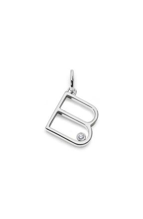 Monica Vinader Lab Grown Diamond Initial Pendant in Sterling Silver B at Nordstrom