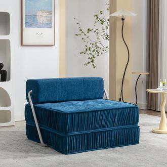 STILVORA Divano Convertibile Modulabile 2 Posti 2 In 1 Con Funzione Letto, Poltrona Da Pavimento Con Molle, Blu