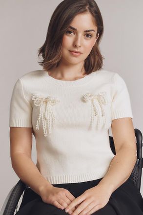 English Factory Short-Sleeve 3D Bow Sweater