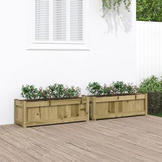 Berkfield Home Garden Planters 2 pcs Impregnated Wood Pine in Brown