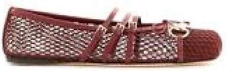 Gucci Schoenen, Dames, Rood, 36 EU, Leer, Ballerinas met Mesh-panelen en Gesp