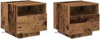 vidaXL Bedside Cabinet 2 pcs Old wood 40 x 39 x 37 cm Engineered wood vidaXL