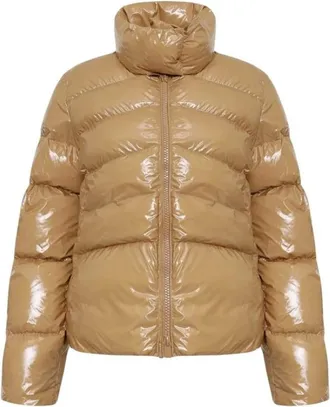 Pinko Pinko, Jassen, Dames, Beige, M, Polyester, Zip-Up Puffer Jas