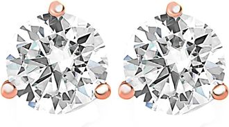 Pompeii3 2 Carat Round Diamond Martini Studs 14K Rose Gold Enhanced