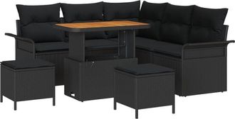 vidaXL Vidaxl - Garden Sofa Set Height-Adjustable 8 pcs Black Poly Rattan