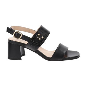 Nero Giardini Schoenen, Dames, Zwart, 38 EU, Leer, Sandalen met hoge hak