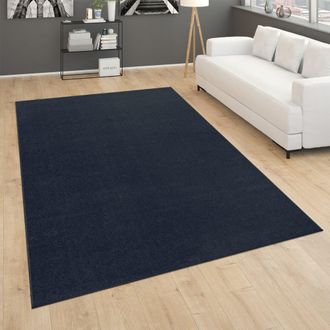 Paco Home Paco Home - Alfombra Sal&oacute;n Pelo Corto Dormitorio Moderno Motivo Monocolor Azul Oscuro 200x280 Cm