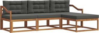 vidaXL Conjunto De Sof&aacute;s De Exterior 4 Uds. Natural Y Antracita Vidaxl