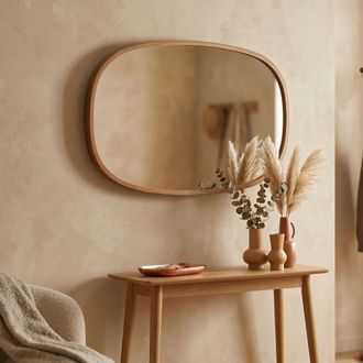 Dmora Espejo Forenza, Forma Ovalada, Tipo De Pared, Estructura Transparente, 55x38h Cm Marr&oacute;n Nogal