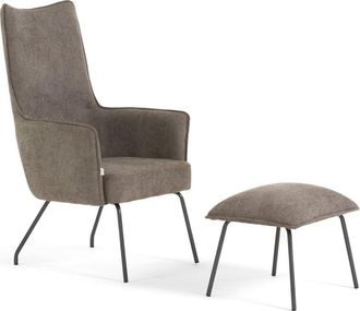 Siediti Fuori e Dentro Sillón con reposapiés para lectura en tejido gris oscuro