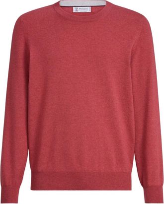 Brunello Cucinelli Geribbelde sweater met ronde hals - Rood