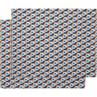 La DoubleJ Placemats Set Of 2 (35X45) Cubi Blue at Nordstrom