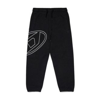 Diesel Joggers with mega Oval D embroidery - male - Diesel - Sweatpants - Black - 16 Y - Kids