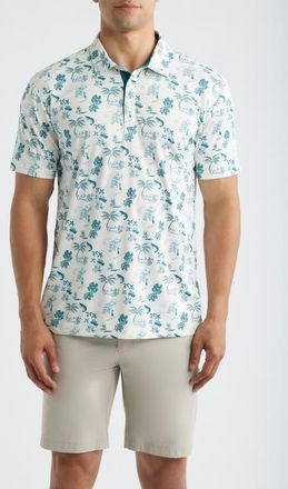 Swannies Havana Floral Performance Golf Polo in Deep-Lake at Nordstrom, Size Xx-Large