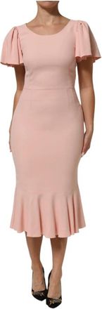 Dolce & Gabbana Sheath Midi Jurk - Dames - Casual kleedjes - Roze - XS - Kleedjes