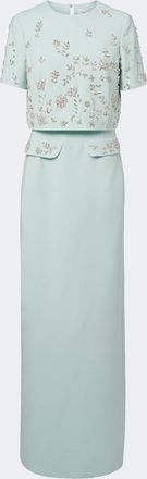 Oscar De La Renta Embellished wool-blend bustier gown